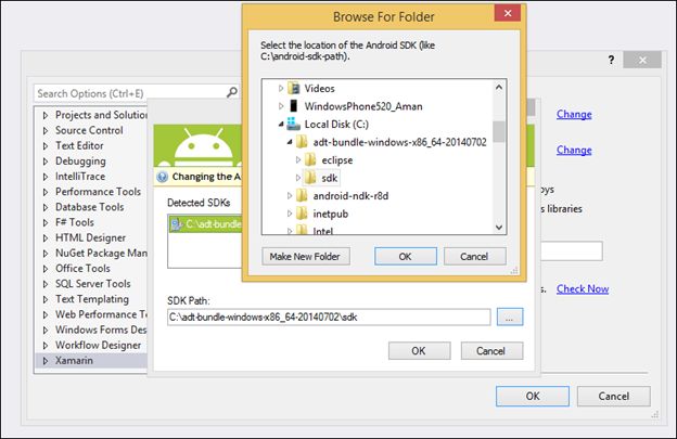 change Android NDK and SDK location